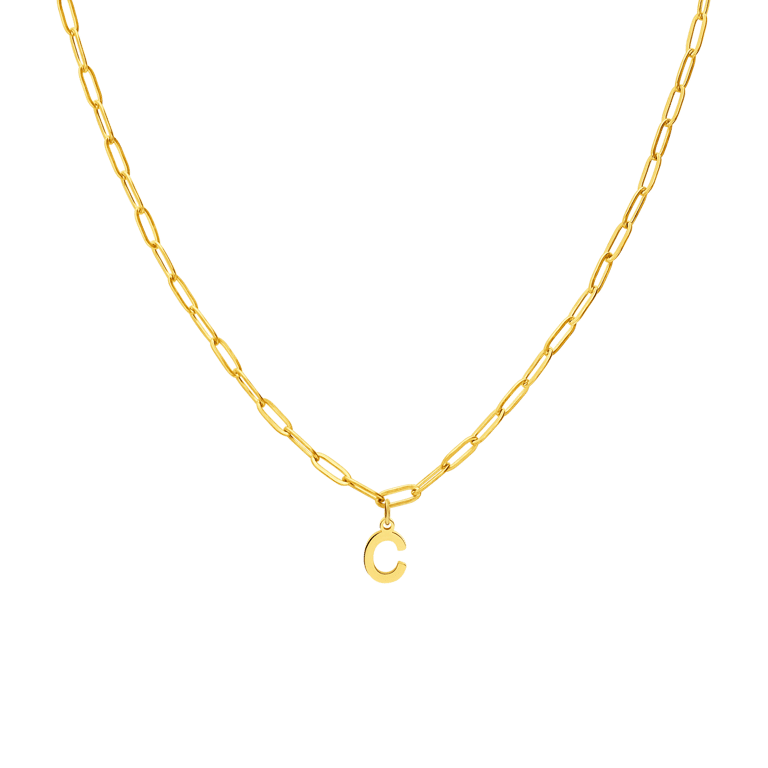 Stainless steel goldplated ketting met hanger letter C voor dames