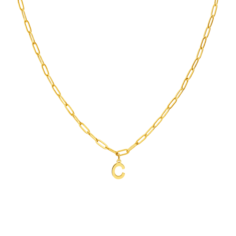 Stalen goldplated ketting closed forever letter C