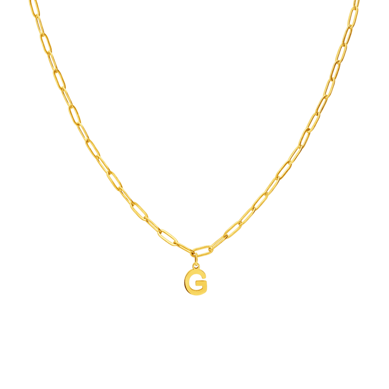 Stainless steel goldplated ketting met hanger letter G voor dames