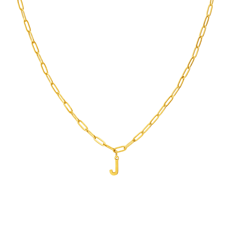 Stainless steel goldplated ketting met hanger letter J voor dames