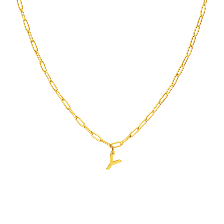 Stainless steel goldplated ketting closed forever letter Y