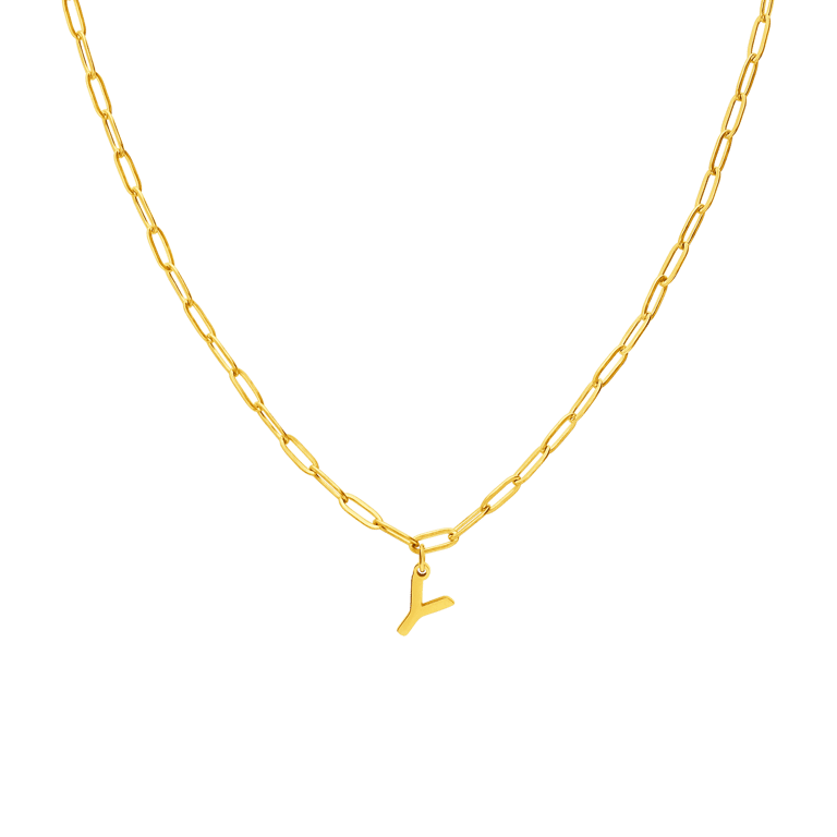 Stalen goldplated ketting closed forever letter Y