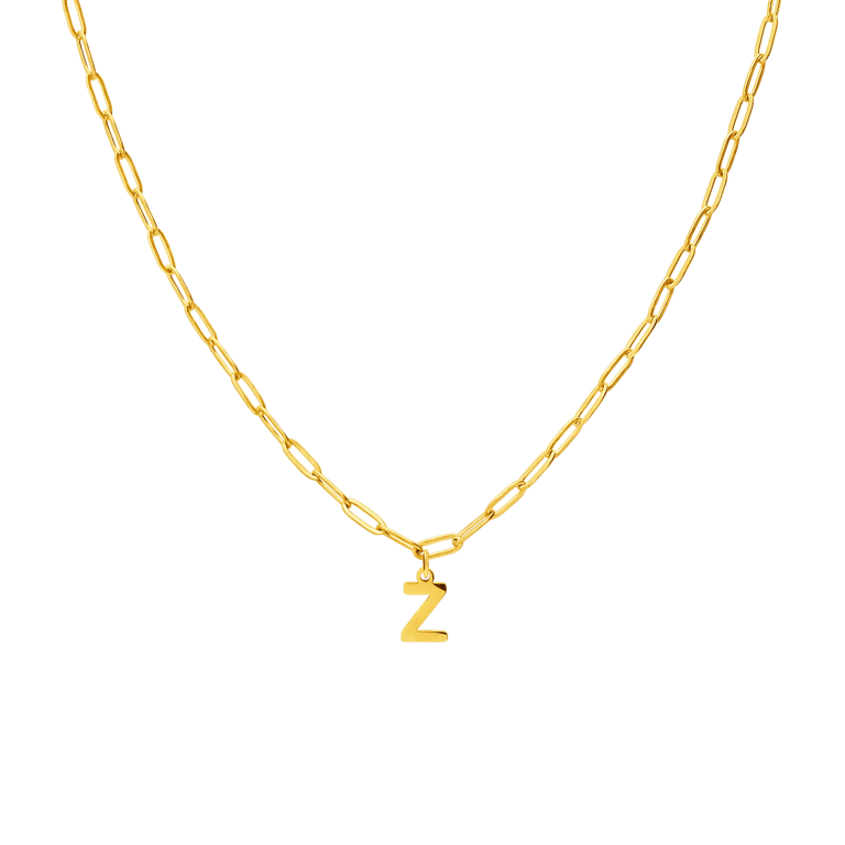 Halskette aus Edelstahl, vergoldet, Closed-Forever-Glied, Buchstabe „Z“