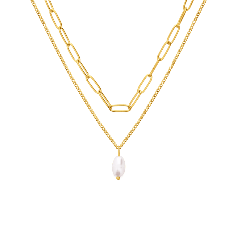 Stalen goldplated ketting closed forever parel