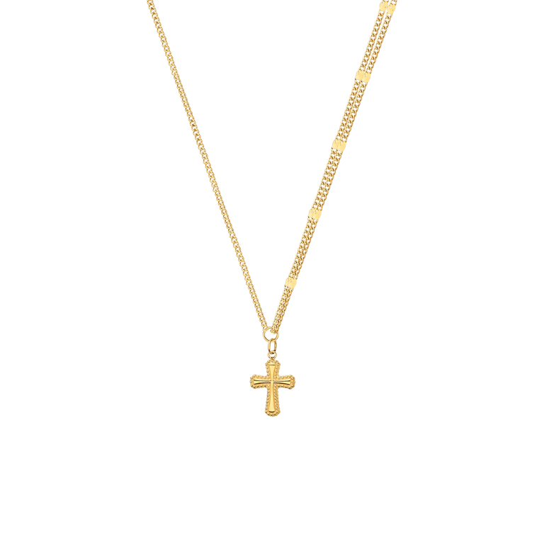Halskette aus Edelstahl, vergoldet, mit Kreuz