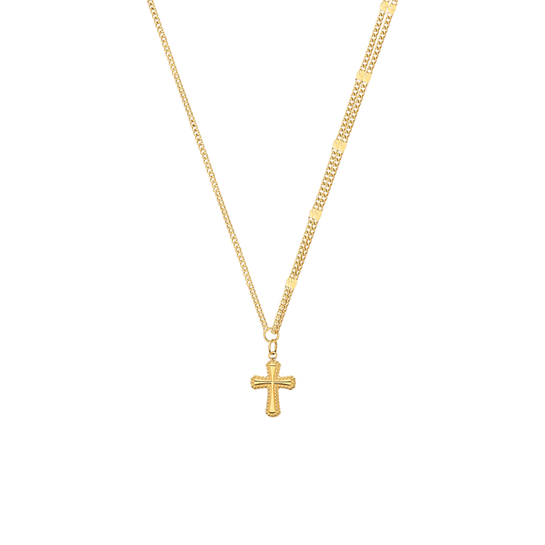 Stainless steel goldplated ketting met hanger kruis voor dames