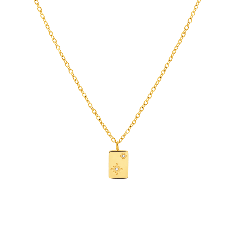 Myla stalen goldplated ketting met ster en zirkonia voor dames