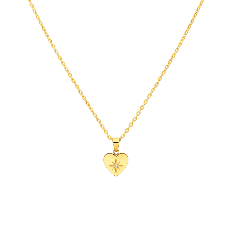 Myla stainless steel goldplated ketting hart met zirkonia voor dames