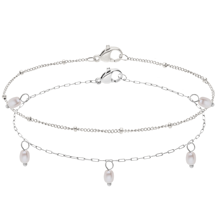 Stainless steel armbandenset met parel