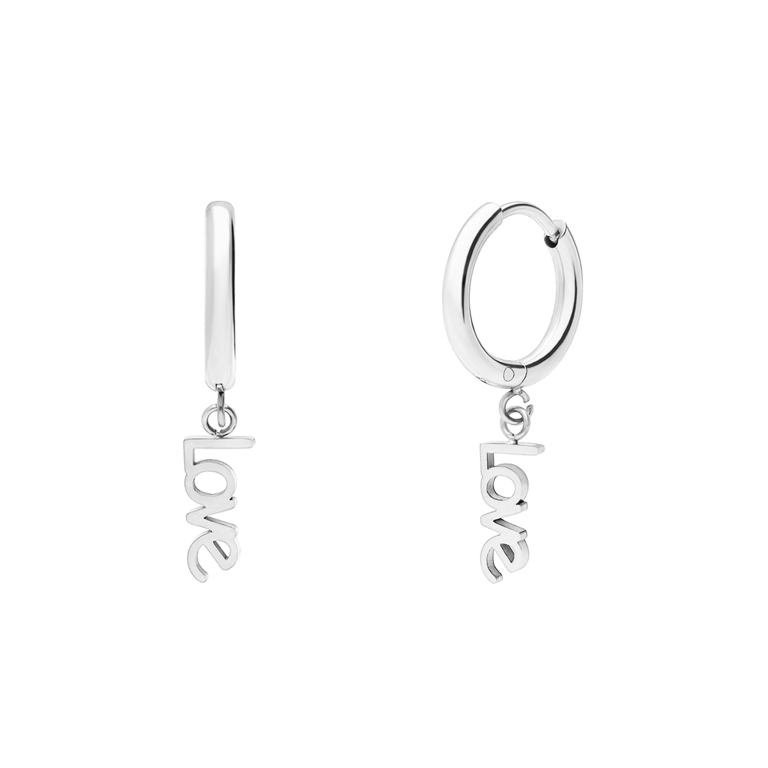 Myla stainless steel oorringen met hanger love voor dames