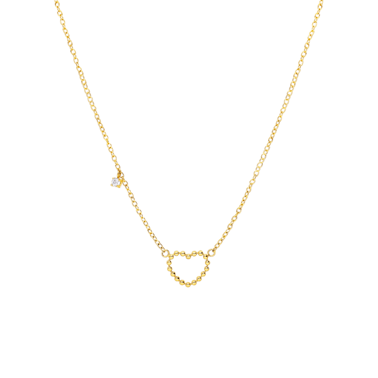 Stainless steel goldplated ketting met hanger open hart voor dames