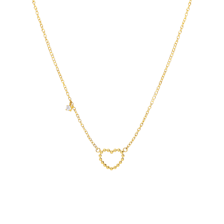 Stalen goldplated ketting met hanger open hart voor dames