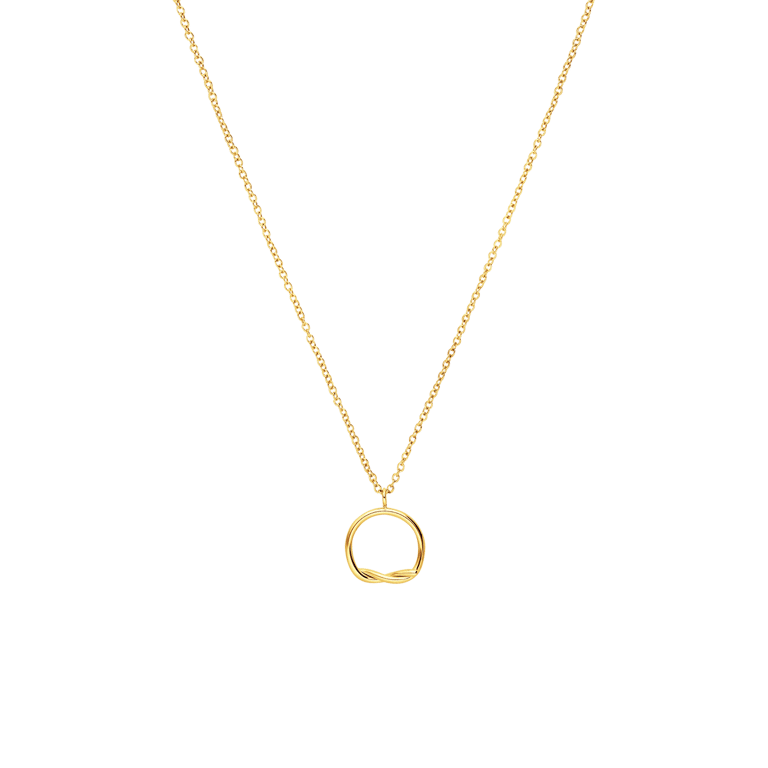 Stalen goldplated ketting met hanger cirkel voor dames