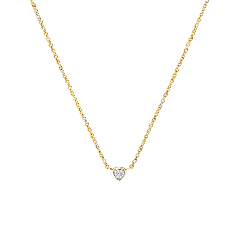 Myla stainless steel goldplated ketting hart met zirkonia voor dames