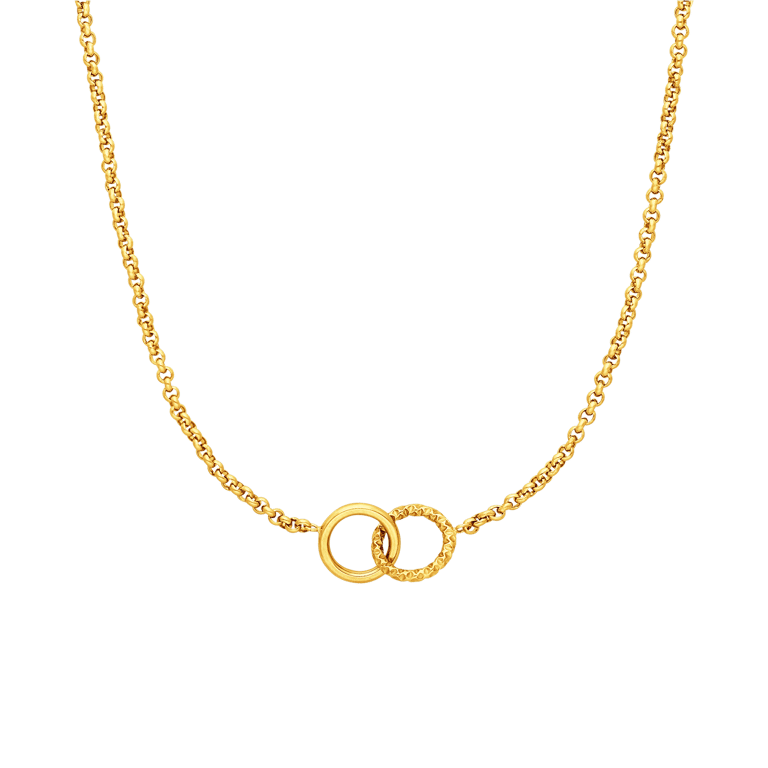 Myla stainless steel goldplated ketting met 2 cirkels voor dames