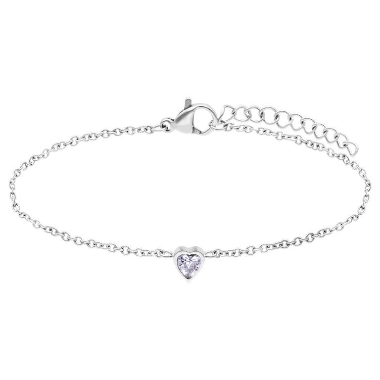 Stainless steel armband met hart zirkonia