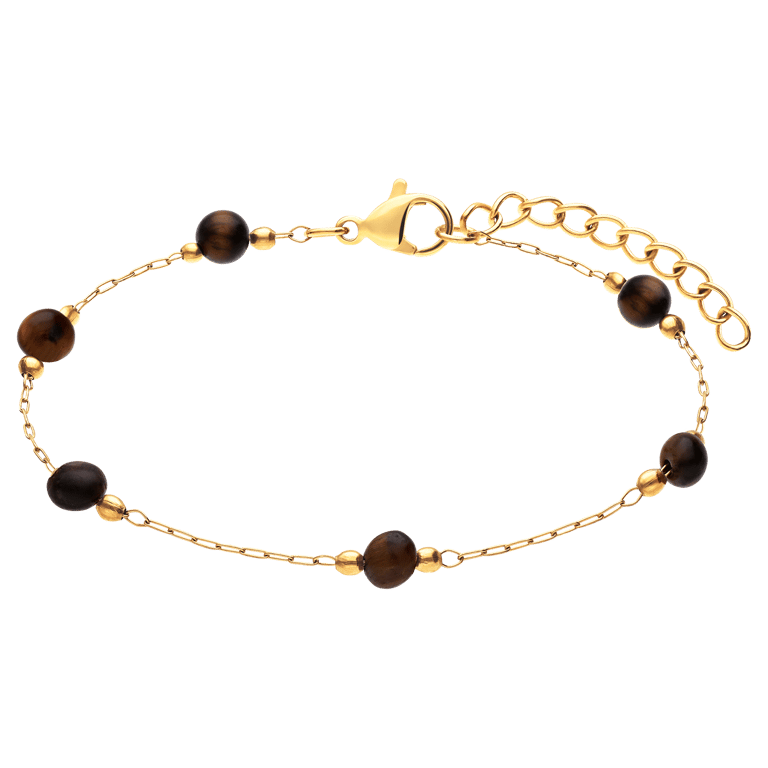 Stalen goldplated armband met steen multi