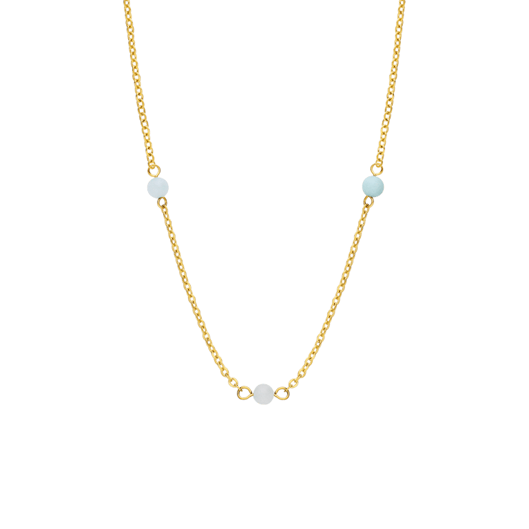 Stalen goldplated ketting gemstone Amazonite