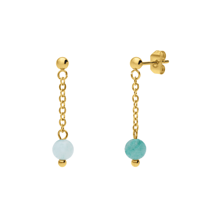 Stalen goldplated oorbellen gemstone Amazonite