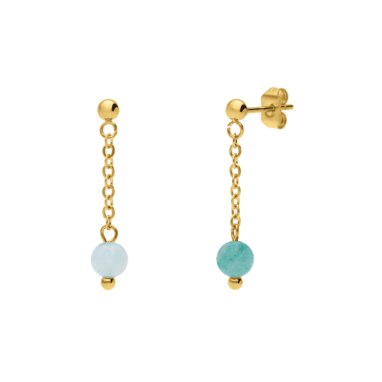 Stalen goldplated oorknoppen met amazoniet voor dames