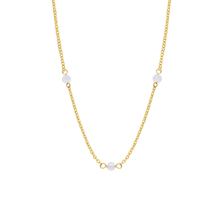 Stalen goldplated ketting gemstone White Agate