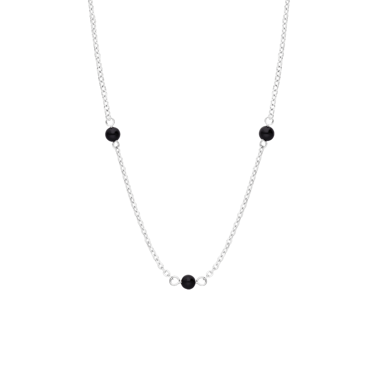 Stalen ketting gemstone Black Agate