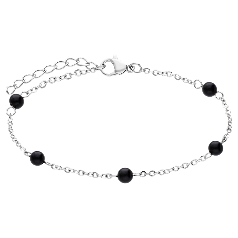 Stalen armband gemstone Black Agate