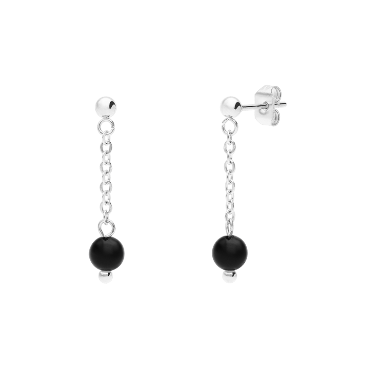 Stalen oorbellen gemstone Black Agate