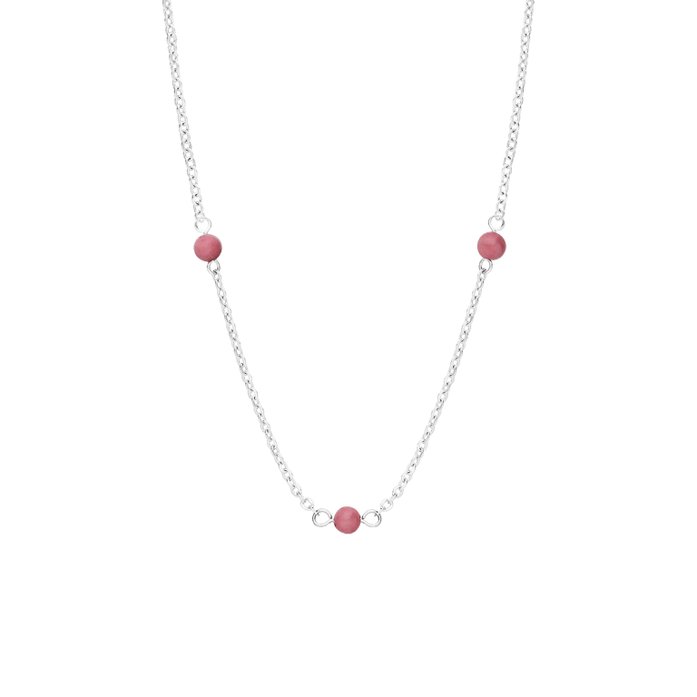 Stalen ketting gemstone Rhodonite