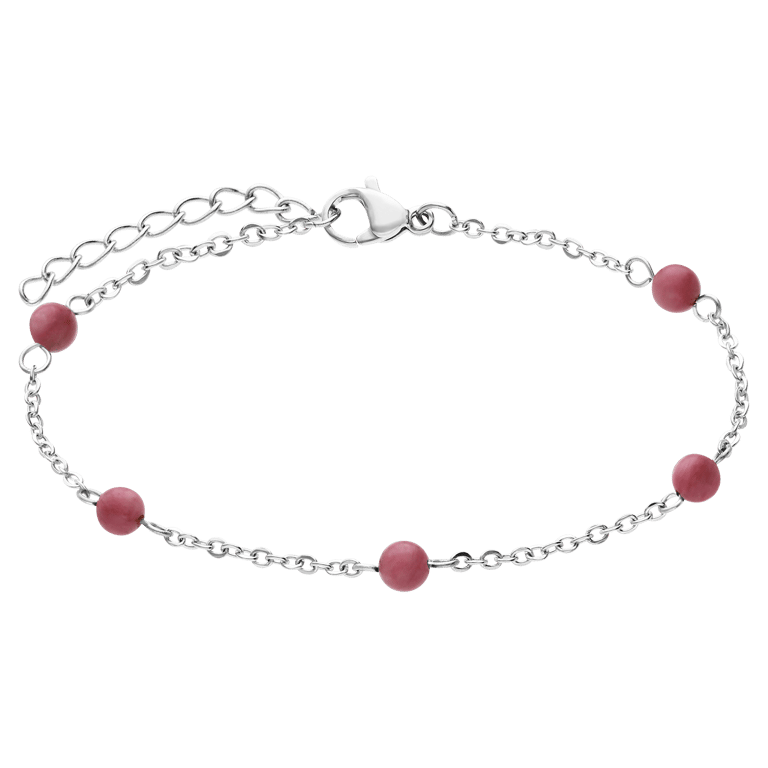 Stalen armband gemstone Rhodonite