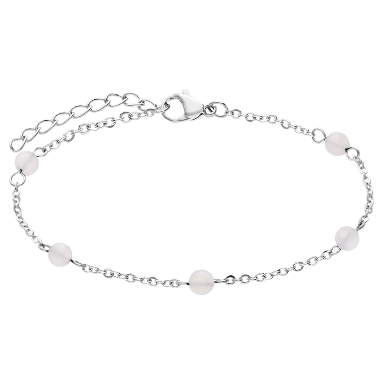 Stalen armband gemstone White Agate