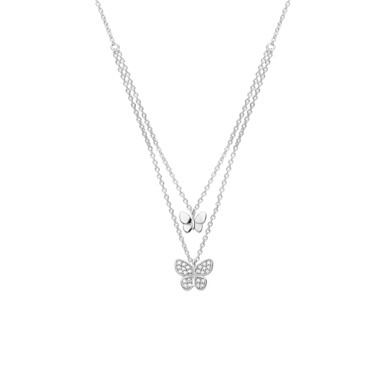 Zilveren ketting dubbel vlinder