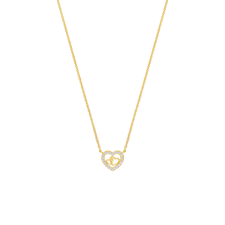 Zilveren goldplated ketting met hanger hart met zirkonia voor dames
