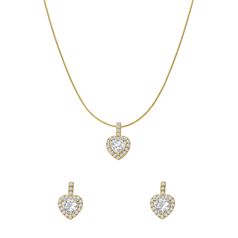 Zilveren goldplated sieradenset hart voor dames