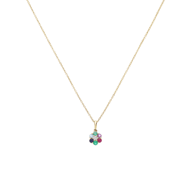 14 Karaat gouden collier bloem diamant(0,025ct)