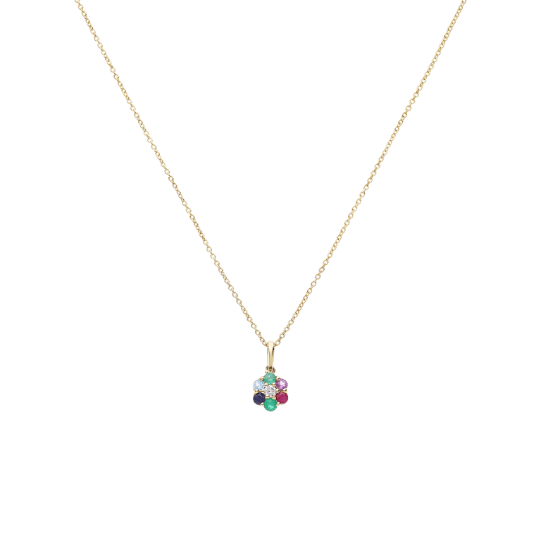 Collier, 585 Gold, Blume, Diamant (0,025 ct)