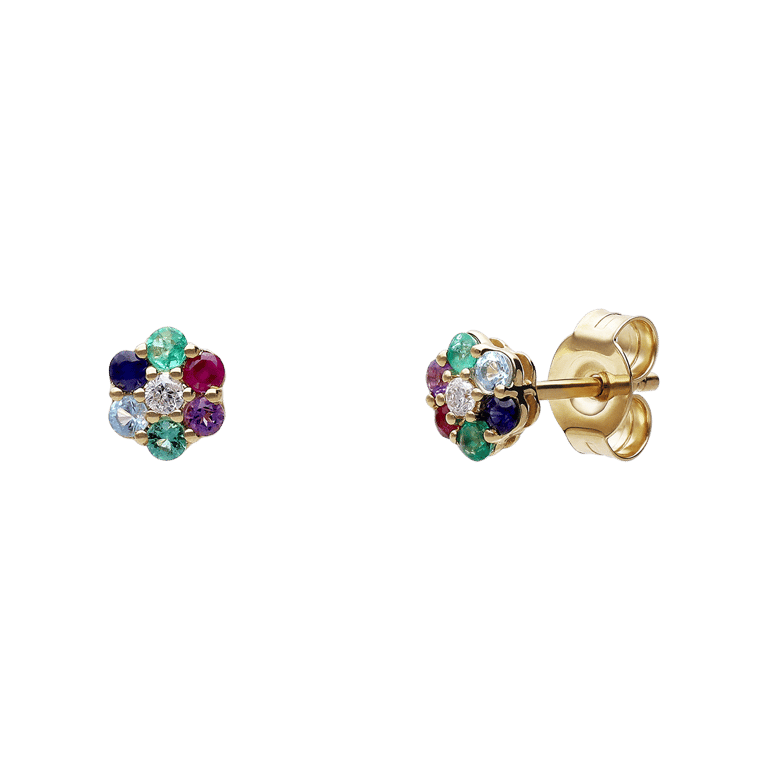 14 Karaat gouden oorbellen bloem diamant (0,05ct)