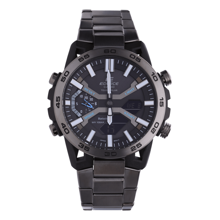 Edifice Uhr mit Armband aus Edelstahl, Gun (Grau), ECB-2000DC-1AEF