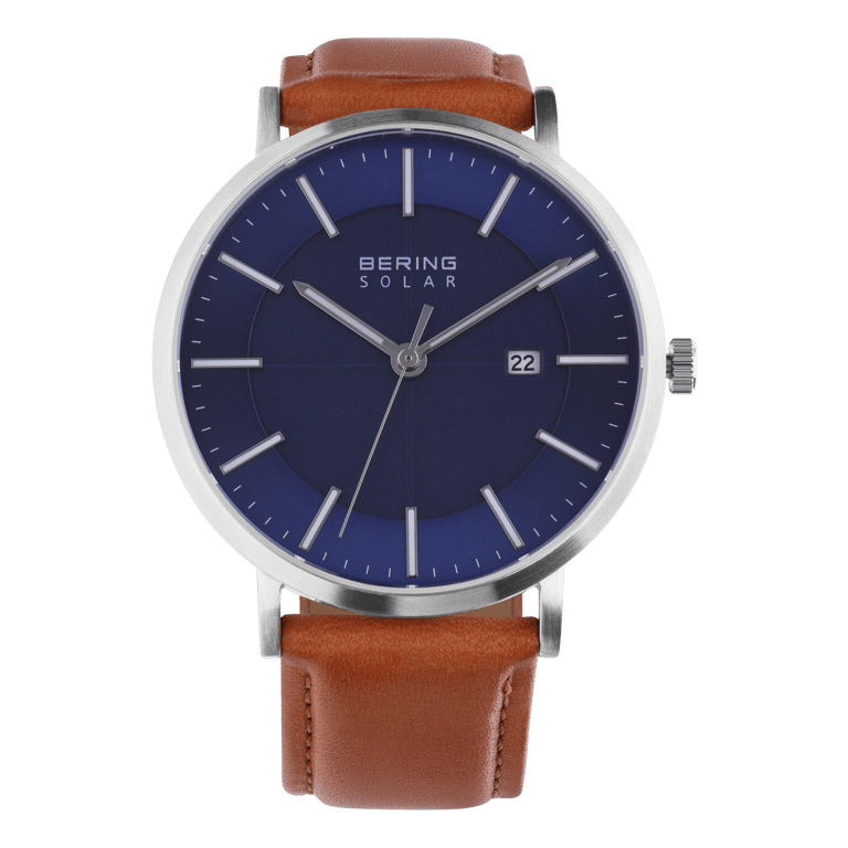 Bering horloge met leren band bruin 15439-507