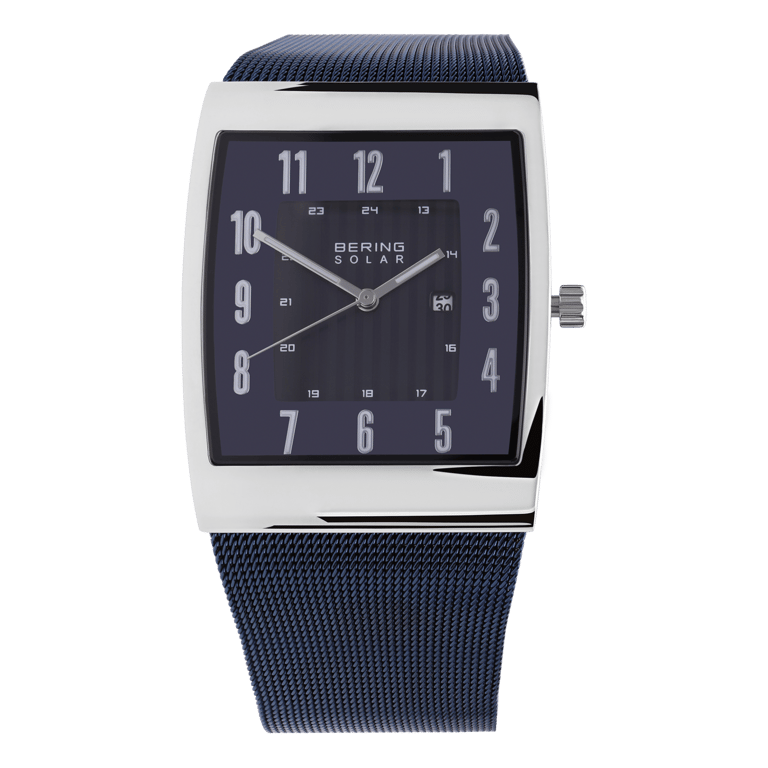 Bering solar horloge met mesh band blauw 16433-307