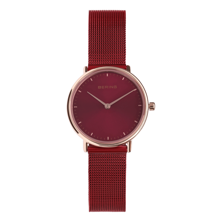 Bering horloge met mesh band rood 15729-363