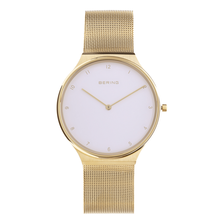 Bering horloge met mesh band goud 18440-334