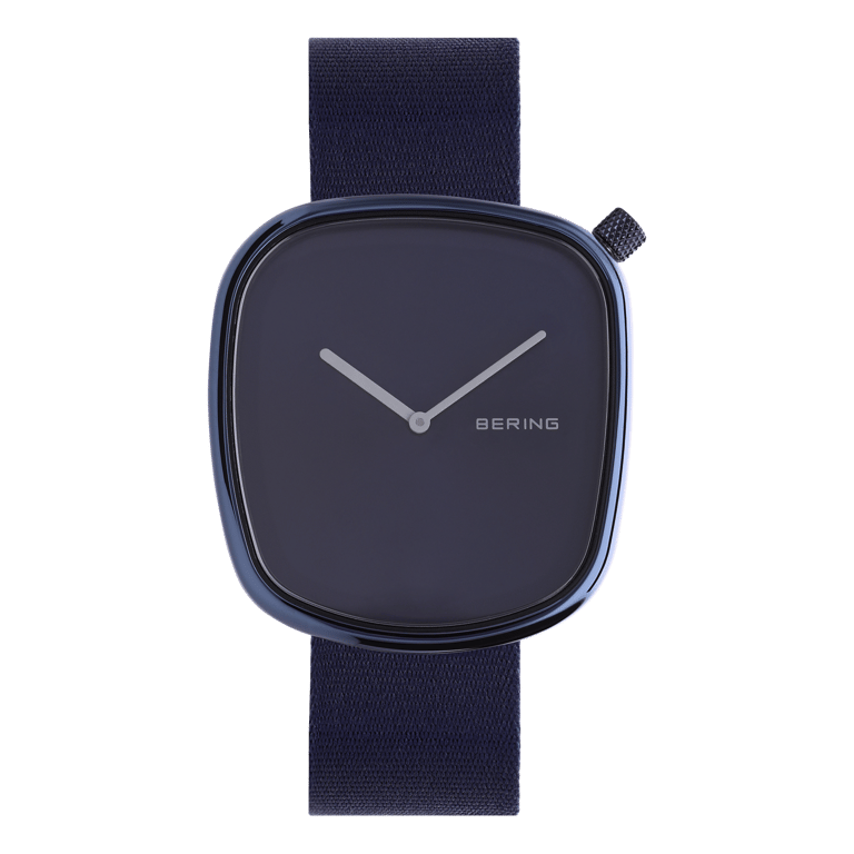 Bering horloge met stoffen band blauw 18040-397