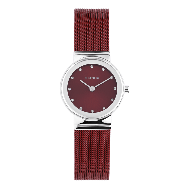 Bering horloge met mesh band rood 10126-303