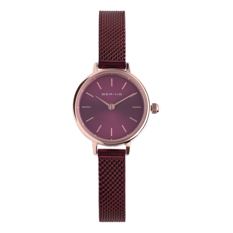 Bering horloge met mesh band paars 11022-969