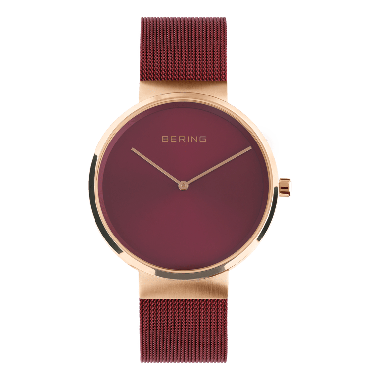 Bering horloge met mesh band rood 14539-363