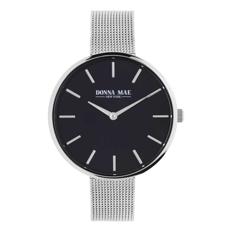 Donna Mae horloge mesh band zilverkleurig