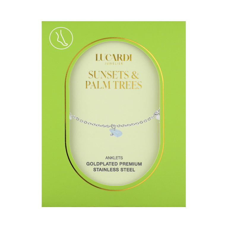 Stalen silverplated enkelband met amazoniet voor dames