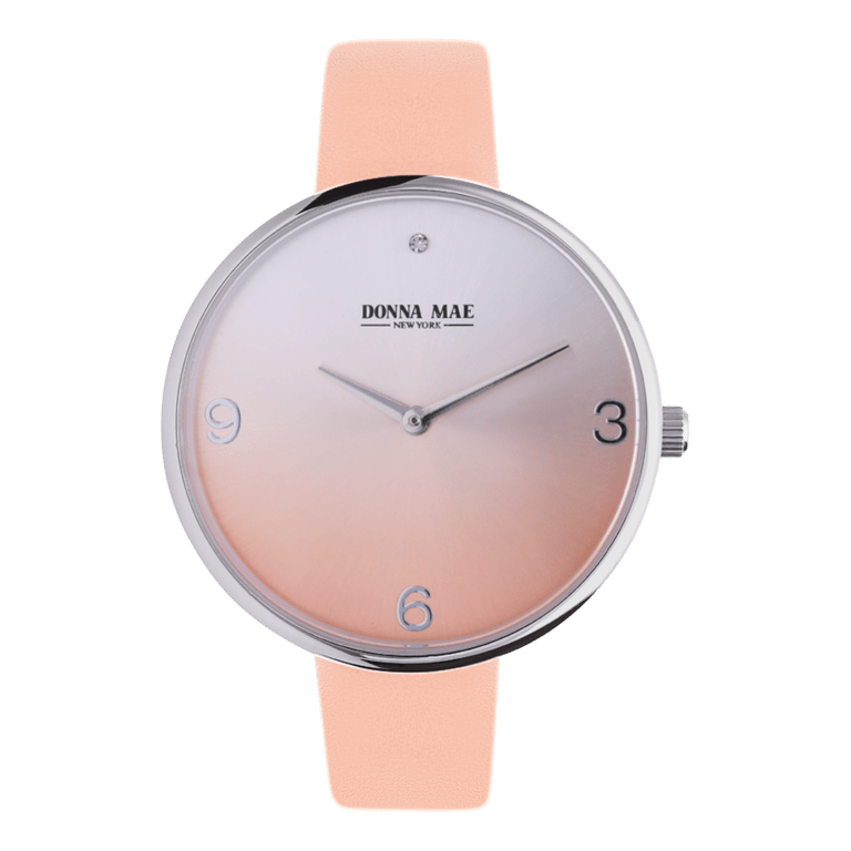 Donna Mae horloge leren band peach en zirkonia