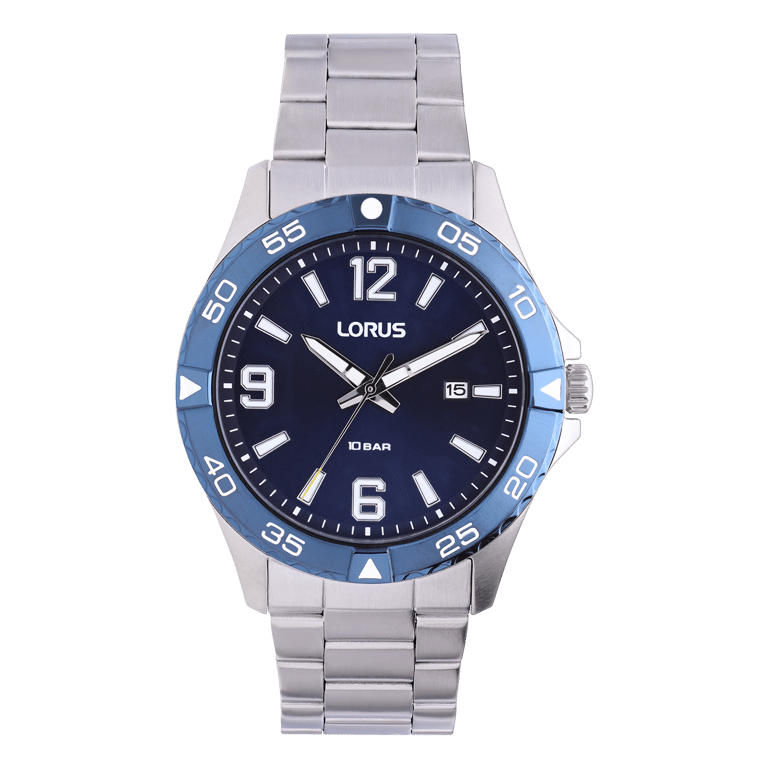 Lorus Herrenuhr aus Edelstahl mit blauem Akzent RH989QX9